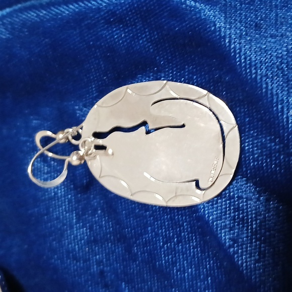 Wolf Cut Out Sterling Silver Dangle Earrings - Picture 2 of 11